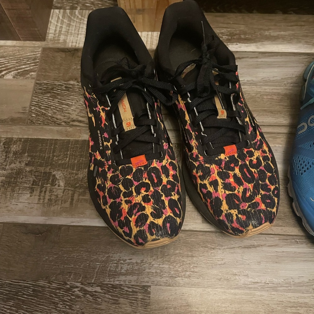 Leopard Print Sneakers with Black and Pink Accents